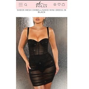 Oh Polly Black Sheer Dress Size 2 *brand new*